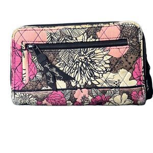 Vera Bradley Floral Mocha Rouge Turn Lock Wallet Size 7¾" x 4¾"